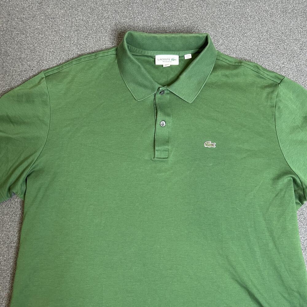 Lacoste Polo Shirt Mens 3XL Green Regular Fit 100% Cotton Croc Logo Casual